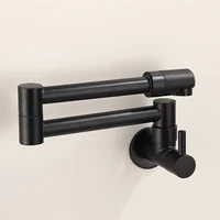 Black Wall Mounted Faucet Single Cold Water Tap 360 Rotating Spout Washing Faucet Folding Neck Bathroom Kitchen Tap 4