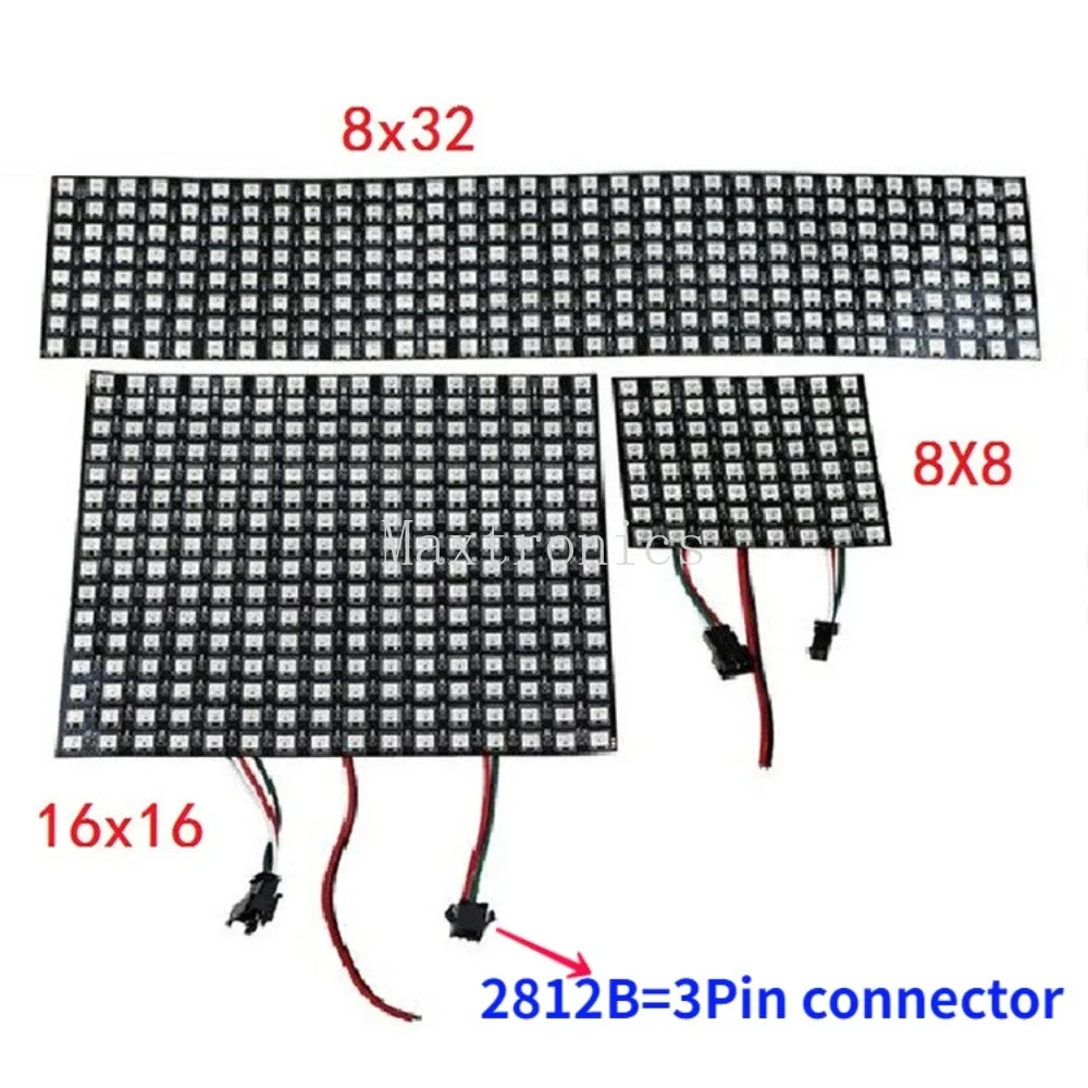 WS2812B LED Panel Light Kits 8X8 16X16 8X32 LED Module Matrix Screen Individually Addressable or USB 28Keys BT Music Controller