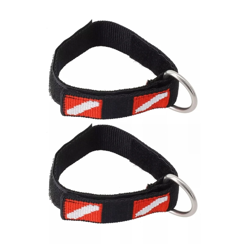 Scubas Diving Adjustable Wrist Strap Wristband with Stainless Steel Rings for Scubas Dives Light Flashlight Cameras 2Pcs