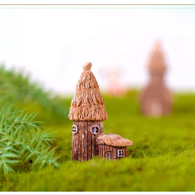 Wooden House Miniature Decorative Figurines Micro Landscape Fairy Garden Animal Statue Home Decor Ornaments DIY