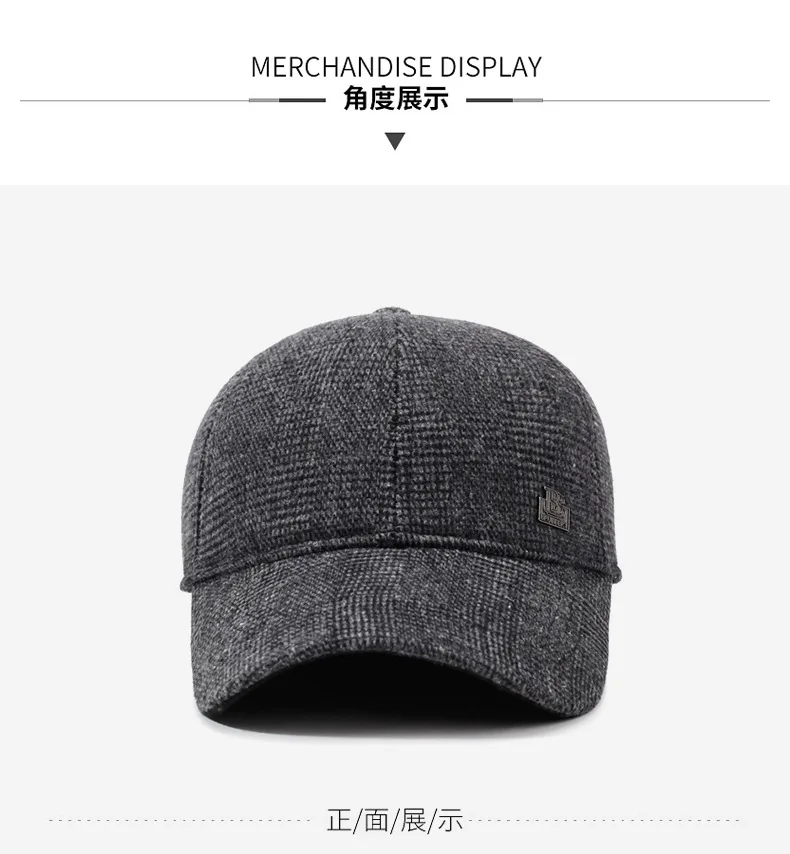 Neue Winter Fleece-gefüttert Plüsch Verdickt Warme Baseball Caps Für Männer Coldproof Ohrenschützer Hüte Snapback Kappe Ältere Menschen baumwolle Hut – Detail 7