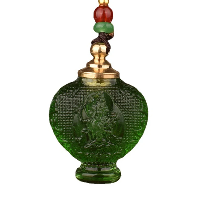 

Luxury Crytal Openable Small Treasure Bottle Manjushri Buddhisattva Buddha Protection Charm Perfume Pendant Oil Diffuser Vial