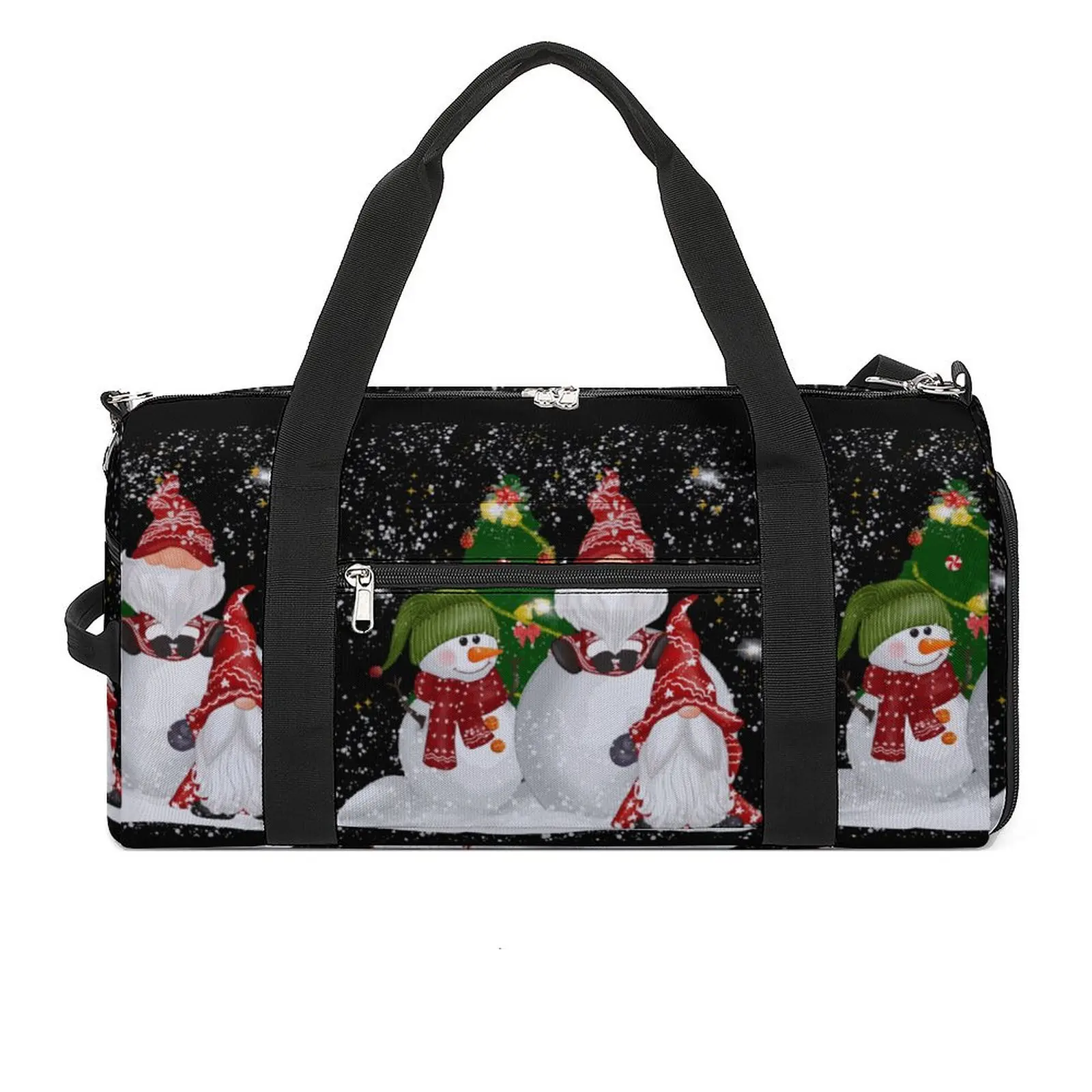 

Cute Family Gnomes And Snowman Sport Bags Merry Christmas Large Gym Bag Weekend Men Custom Handbag Luggage Vintage Fitness Bag