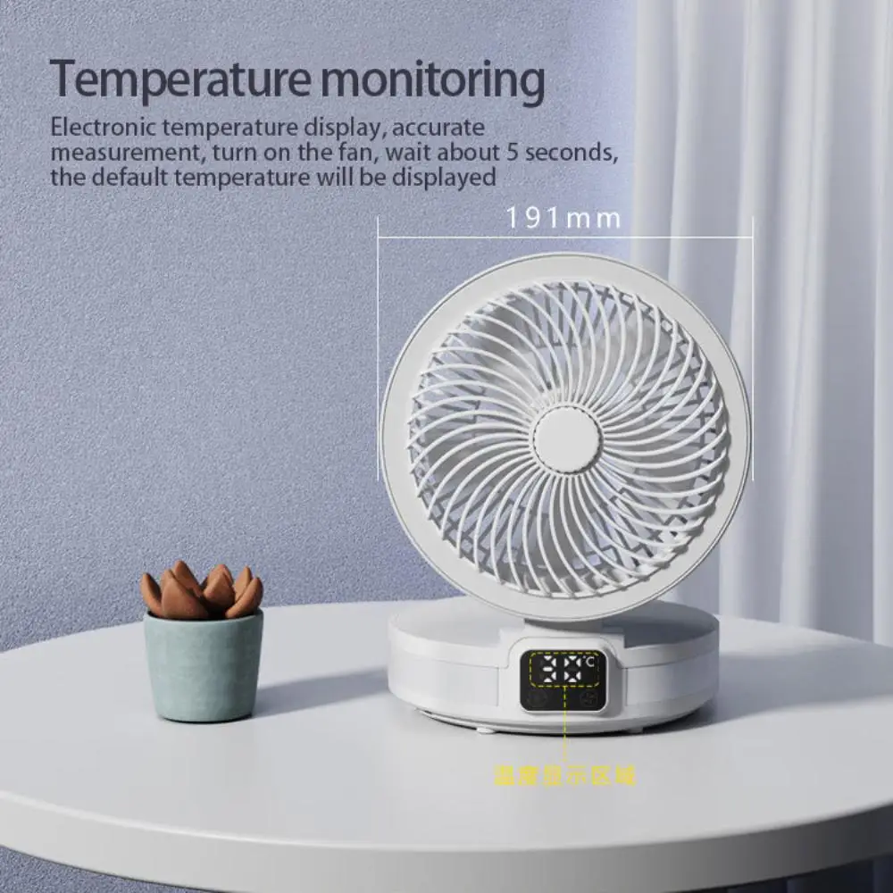 

Charging Folding 4-speed Fan Desktop Light Real-time Temperature Summer Fan With Aromatherapy Fan Portable For Home Office