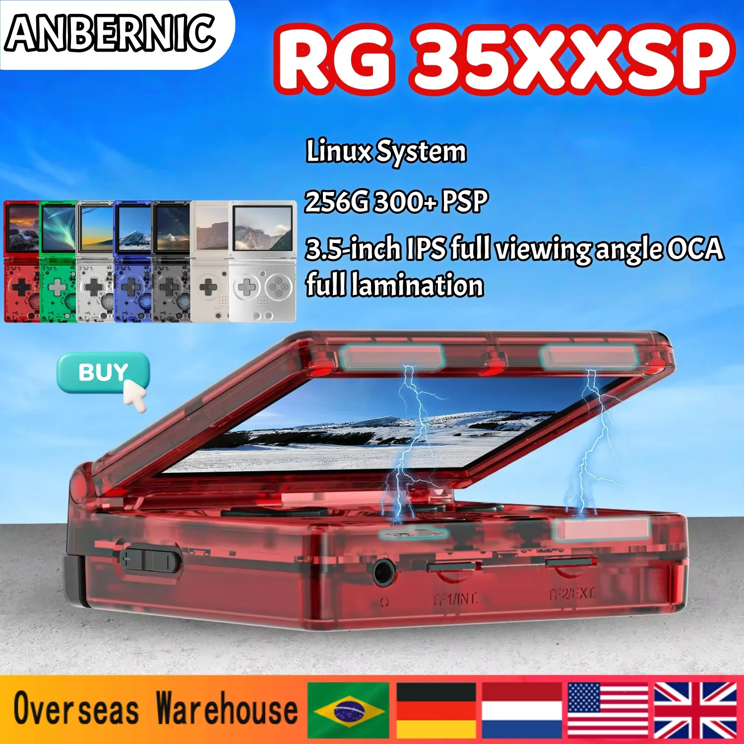 ANBERNIC RG35XXSP Flip Pocket Game Console 3.5-inch IPS 64-bit Linux 256G Portable Gamer Gift 1