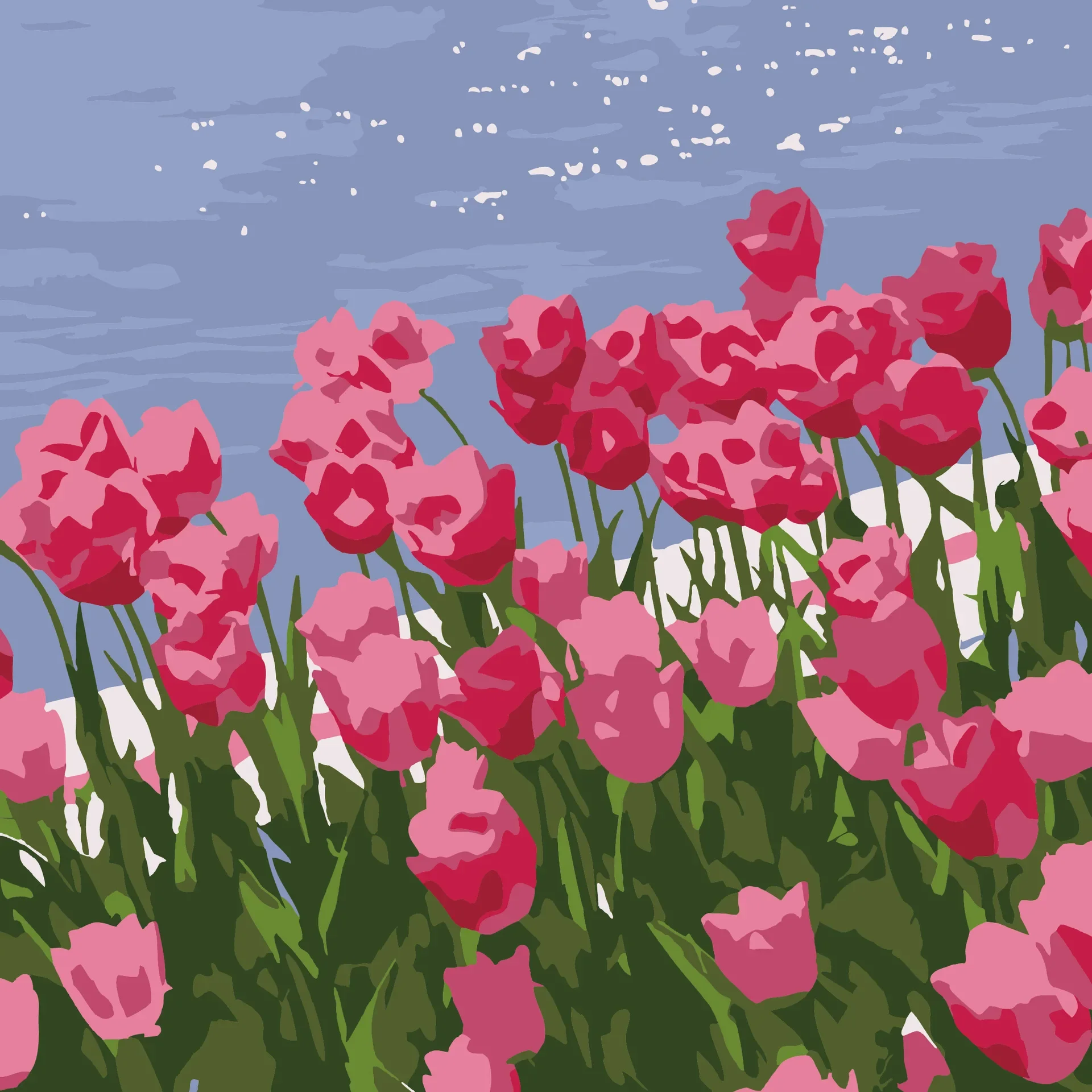 

23349-Tulip diy цифровая картина маслом Акриловая картина с цветами Взрывная ручная работа пейзаж картина