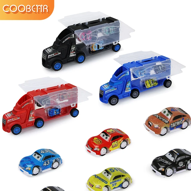 Big Transport Car Toys Container Carrier Truck Vehicles & 6PCS Mini Alloy Diecast Engineering Car Model Gifts For Kids Boys 4