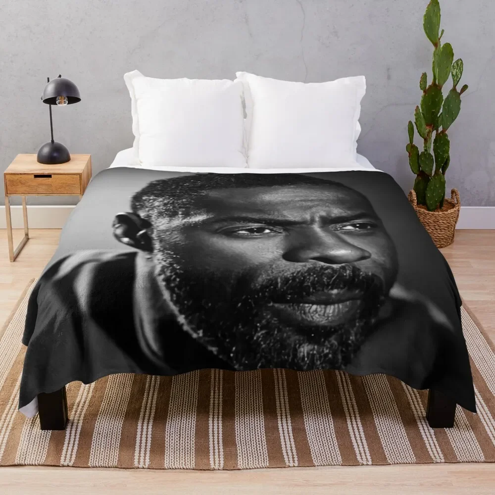 Elbas Black White Throw 담요, 느슨한 푹신한 대형 플란넬 원단 장식 담요