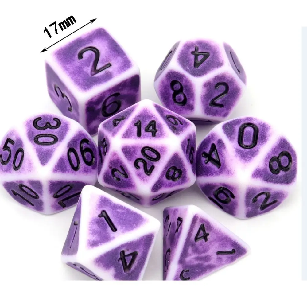 7Pcs Unique Cool Dice Sets Retro Effect Polyhedral Game Dice Interesting Polyhedral Digital Sets DND Board Game Pieces