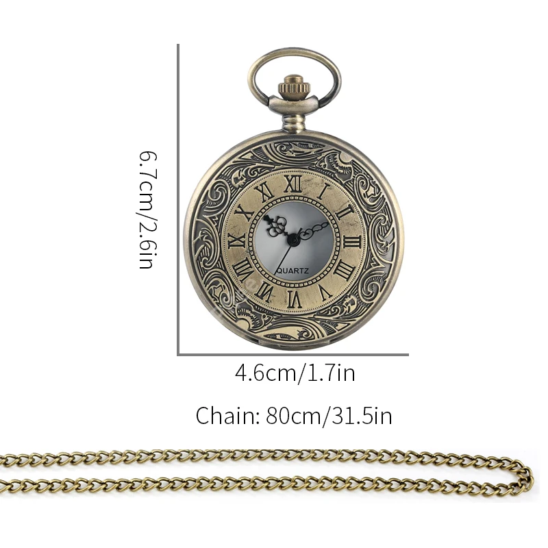 Pocket Watch Pffee Roman Numerals Quartz Antique Pocket Watch Chain for Men Women Steampunk Vintage Clock Reloj One Piece Gift quartz watch