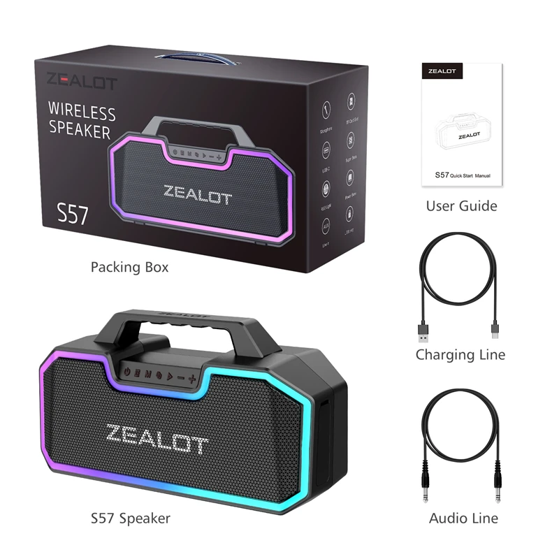 ZEALOT S56 ワイヤレススピーカー Bluetooth ブラック 新品 ZEALOT-S56 Bluetooth Speaker 40W Output Power Bluetooth
