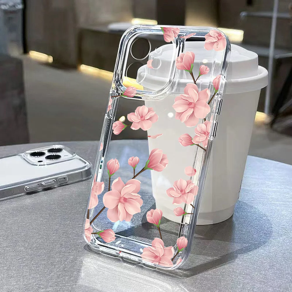 Elegant Floral Phone Case with Clear Back Cover