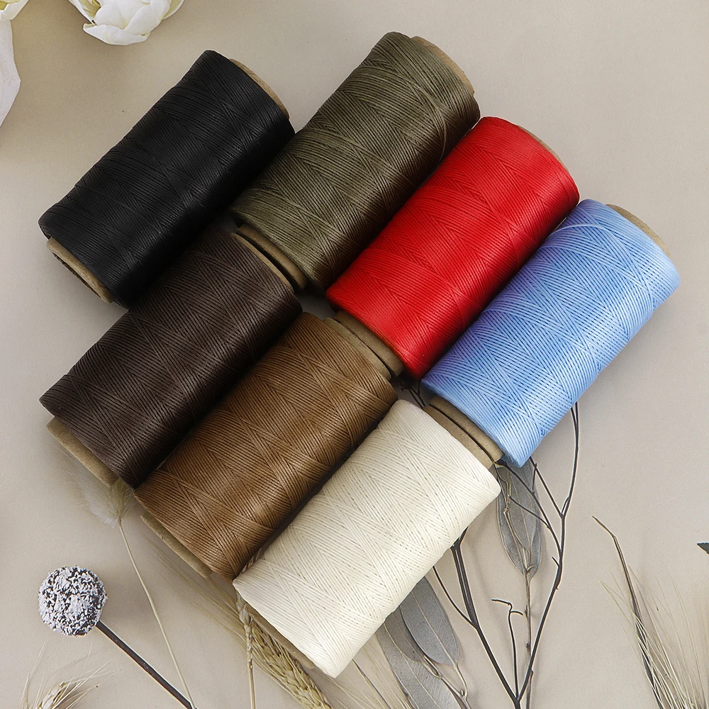 260 m 0,8 mm 150D Polyester gewachster Lederbandfaden, zum Basteln, Handnähen und Nähen, in Schwarz, Kaffee, Hellbraun – Detail 6