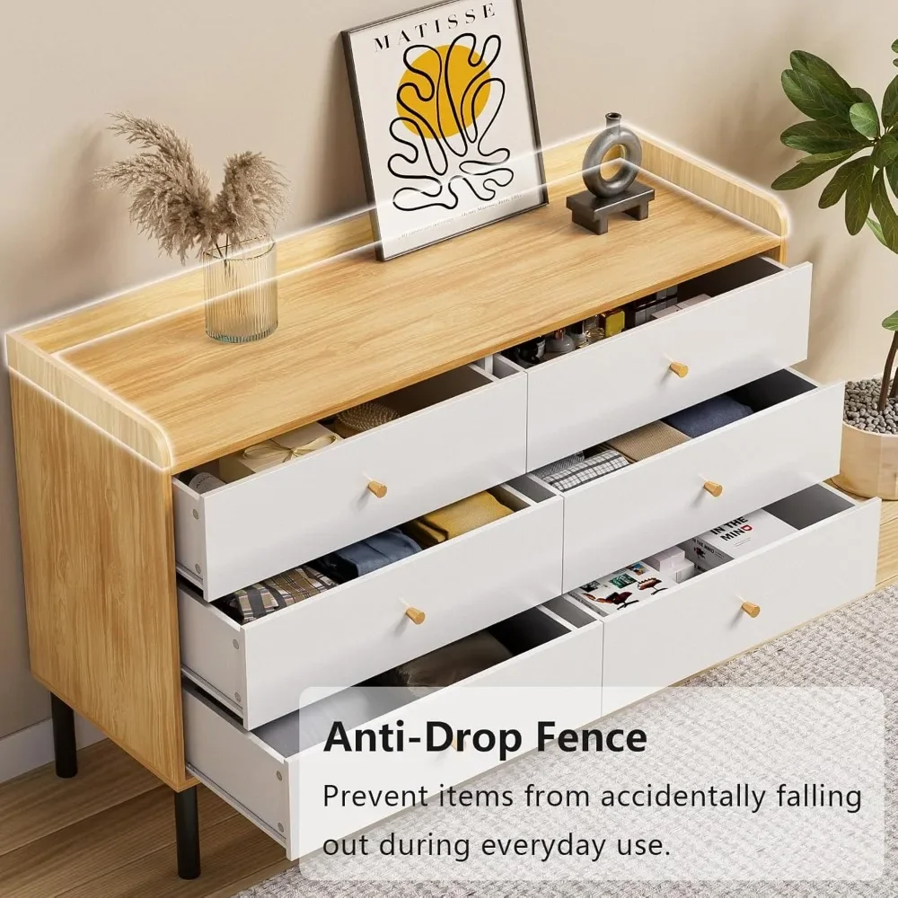 6-Drawer Natural Wood Dresser 4