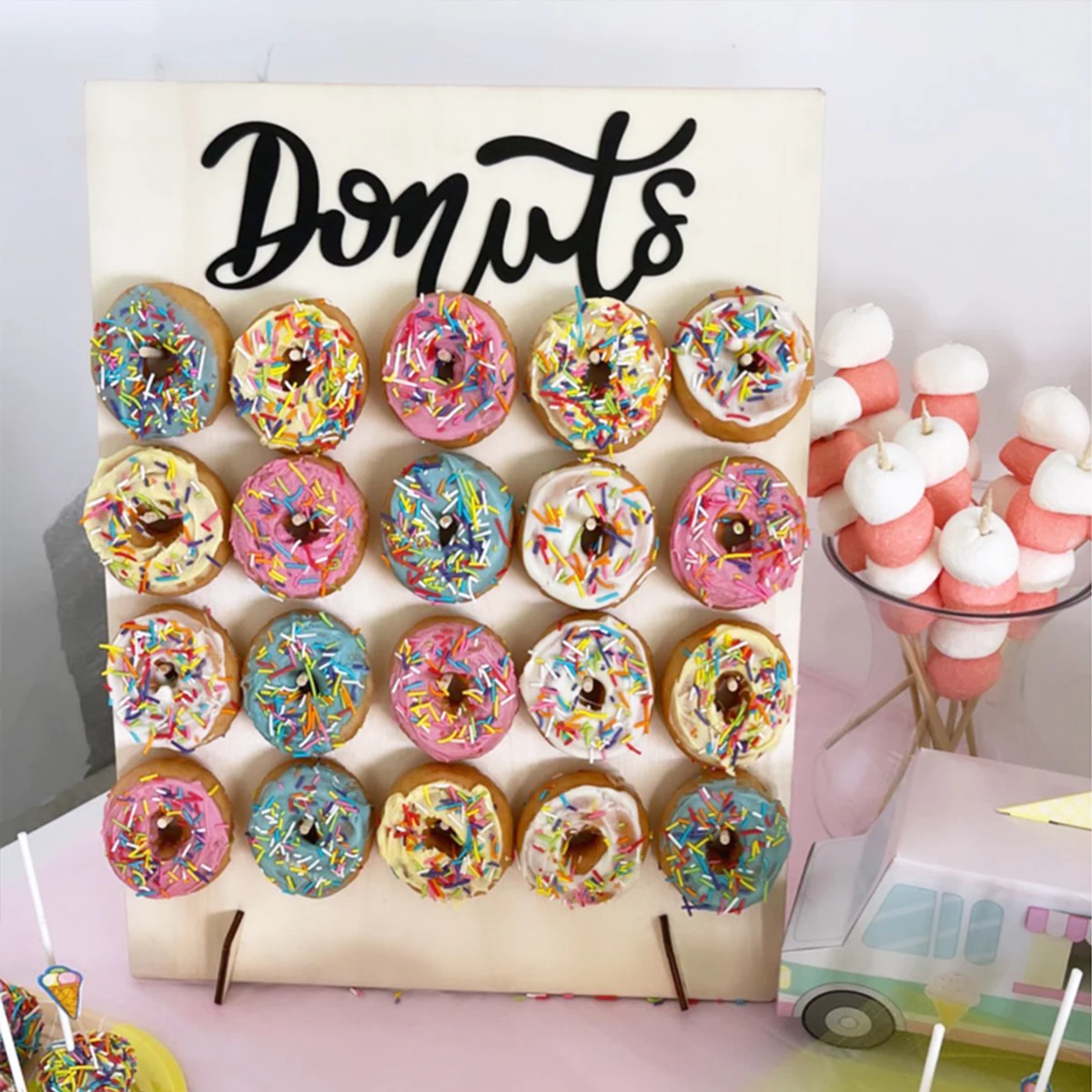 Rustic Wooden Donut Wall Stand Wedding & Birthday Party Donut