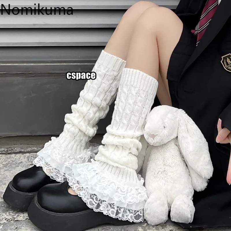 

Fashion Lace Leg Warmers Sweet Japanese Leg Over Knee Socks Winter Warm Knit Y2K Leg Covers Harajuku Boot Cuffs JK Lolita Sock