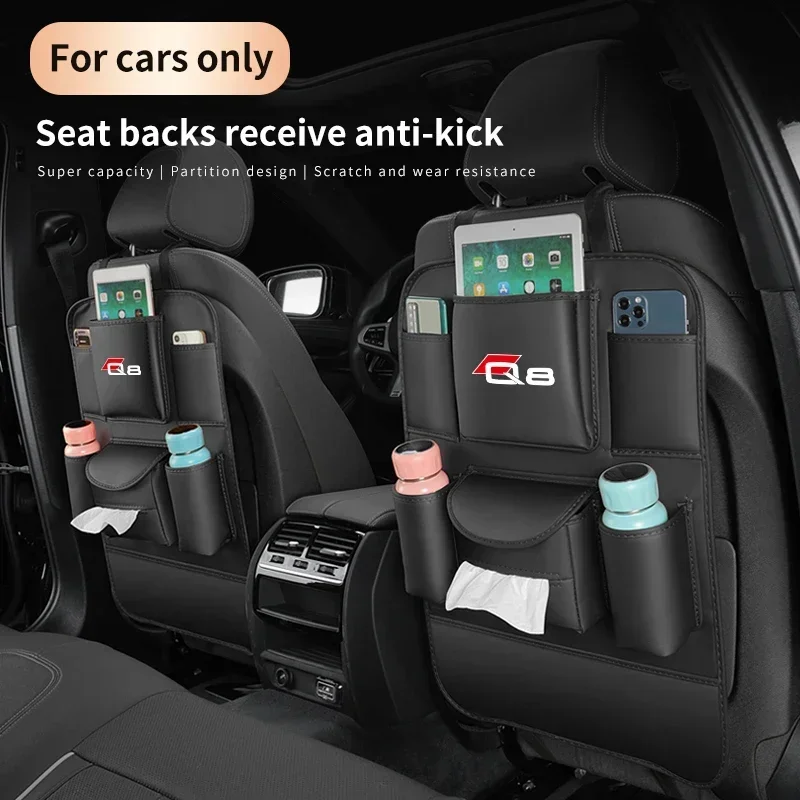 

For Audi Q8 Q7 Q5 Q3 A7 A6 A5 A3 A4 A8 TT S3 S4 S5 S6 RS3 RS4 Car Seat Organizer Seat Back Storage Bag Anti-kick Pad Accessories