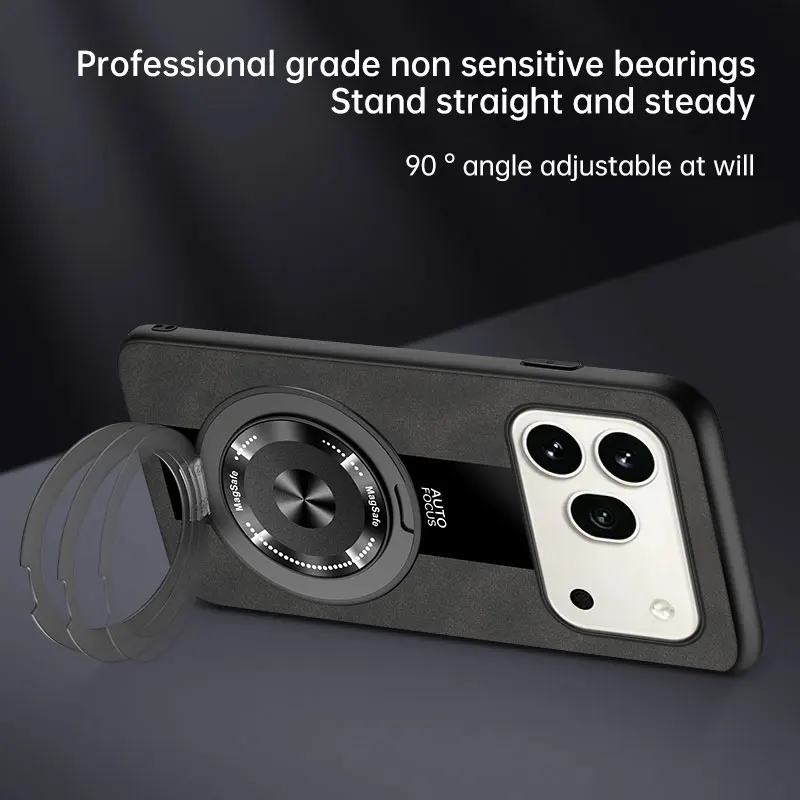 Magnetic Retro Leather Soft Case with Kickstand Ring Cover