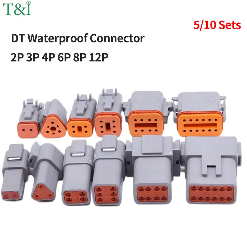 Deutsch Dt-conector Impermeável Fio Elétrico Tomada Plug Kit 2p 3p 4p 6p 8p Kit Box Dt064s Dt042p Dt06 Conjuntos 10 Conjuntos 20 Conjuntos