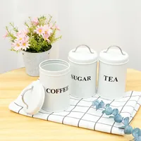 3Pcs Kitchen Storage Jars Tea Coffee Sugar Canister Set with Lid Metal Food Storage Containers Kitchen Sealed Cans Organizer 2