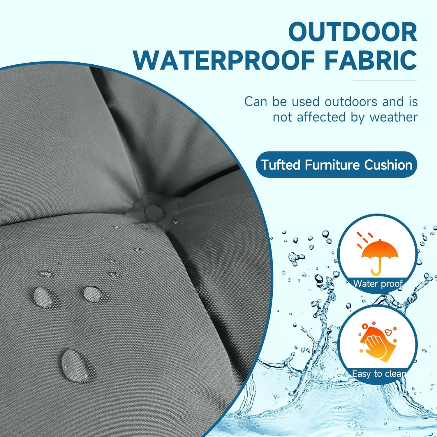 Wicker Chair Cushions Set of 3. Anti-Slip. Waterproof. 5 Inch Extra Thick. Dark Grey. 44x19.