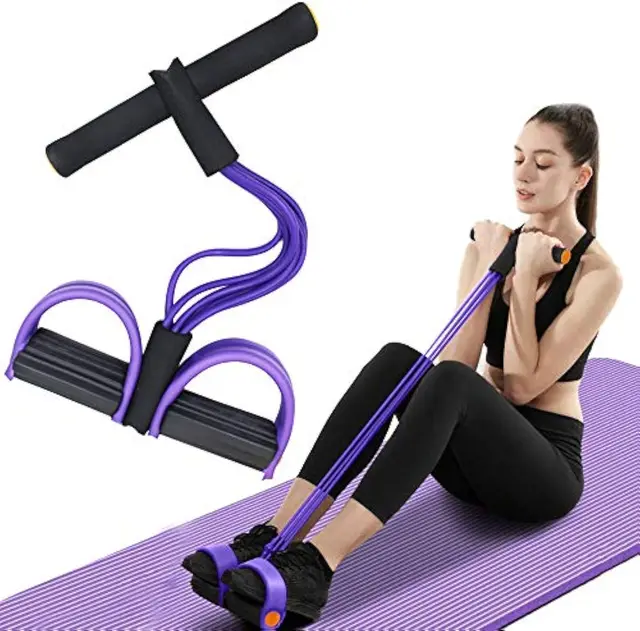 Fitness Resistance Band with Pedal Home Exercise Equipment for Toning Yoga Strength Training Buttocks, Legs Abdominal Workout 1
