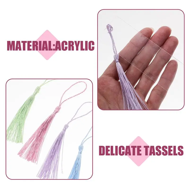 30 Sets Blank Clear Acrylic Bookmarks Rectangle Craft Transparent Acrylic Book Markers With 20Pcs Small Bookmark Tassels bookmarks stationery supplies,acrylic bookmark