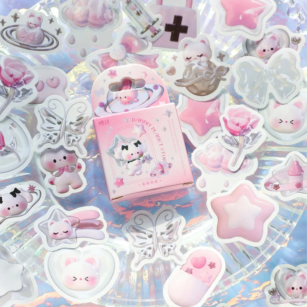 Mr. Paper Cute Box Sticker Girl Heart Cartoon Sealing Sticker DIY Decoration Kawaii Stationery Art Supplies 46pcs/box