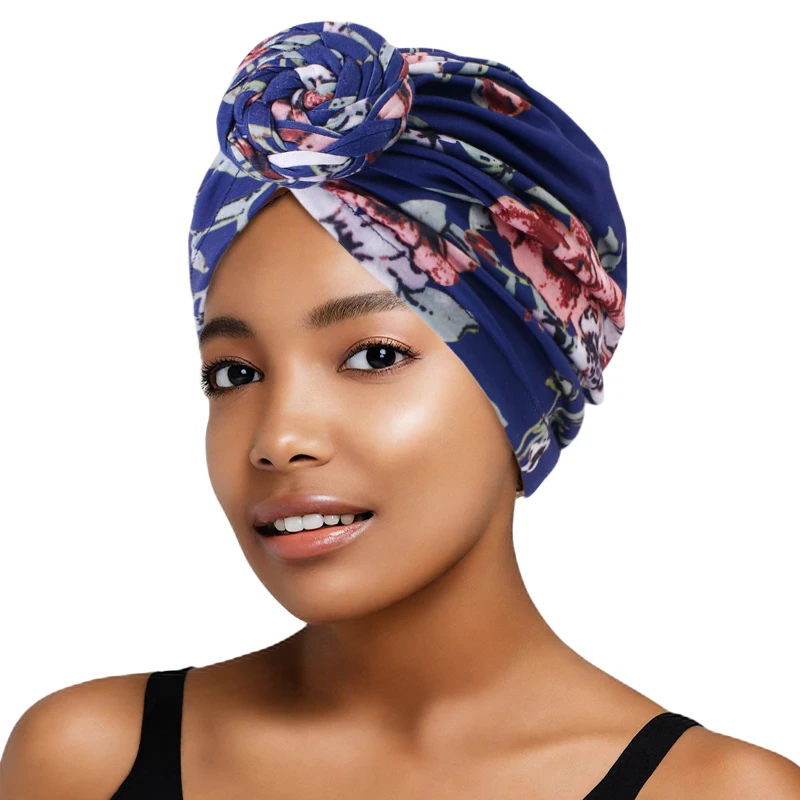 New Women Muslim Turban Hat African Twist Knot Flower India Hat