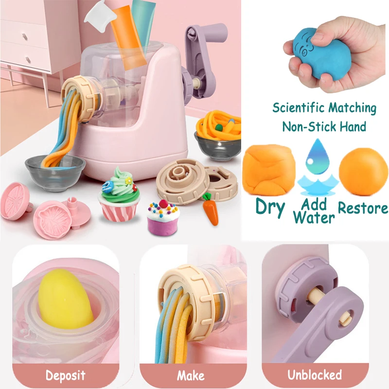 Children's Colored Clay Noodle Machine DIY Play Dough Tools Ice Cream Plasticine Mold  Kits Slime Toys For Kids Birthday Gift 3