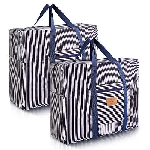 

Clothing Storage Bags,Striped Storage Organizer,Travel Moving Bags for Pillow Clothes Quilts,Foldable,Washable,Oxford Fabric