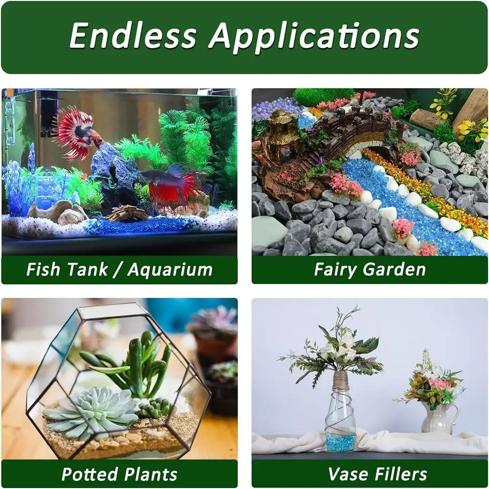 1.1 Lbs Small Aquarium Substrate Gravel Sand, Polished Smooth Fish Tank Gravel, Colorfast Uncoated Vibrant Blue Sea Glass