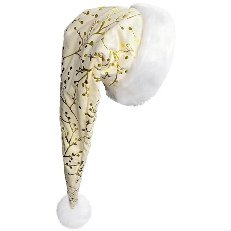 Bonnet de Noël à Motif Doré et Bordure Peluche – photo 4