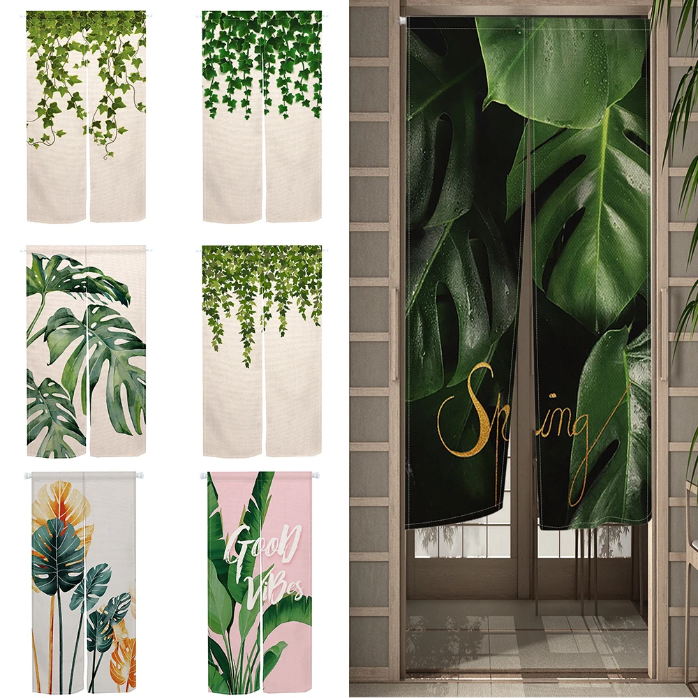 

Tropical Plants Leaves Door Curtain Japanese Botanical Doorway Curtains for Living Room Bedroom Entrance Partition Noren