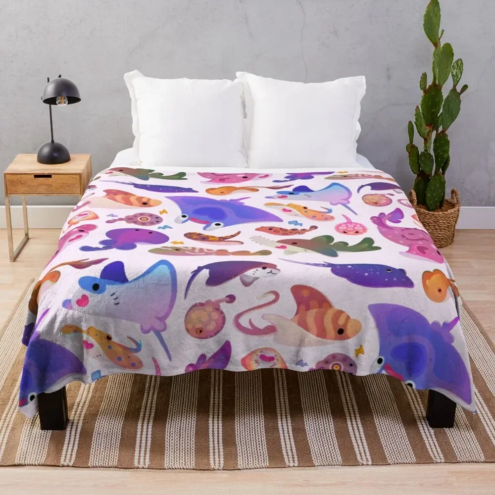 

Ray day 2 - pastel Throw Blanket Large Bed covers Blankets