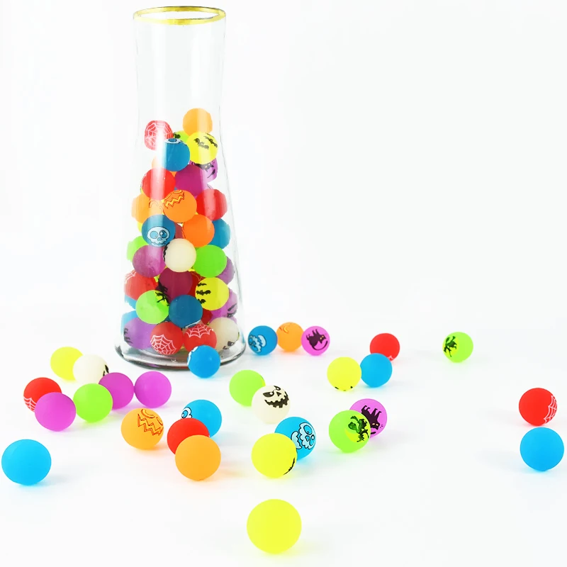 10-100pc Halloween Theme Designs Luminous Glow In The Dark Bouncing Ball Pumpkin Witch Eyeball Spider Web Bat Skull Party Supply