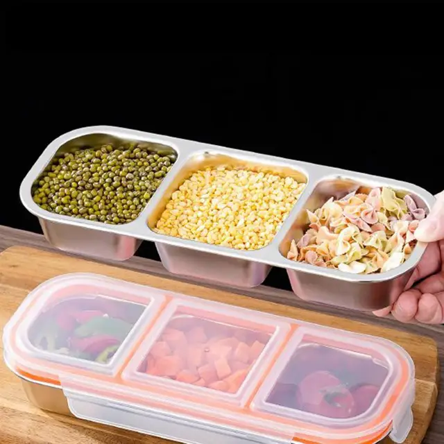 2 Pack Stainless Steel Snack Containers - Double Compartment Leakproof Food Storage For Dips & Snacks