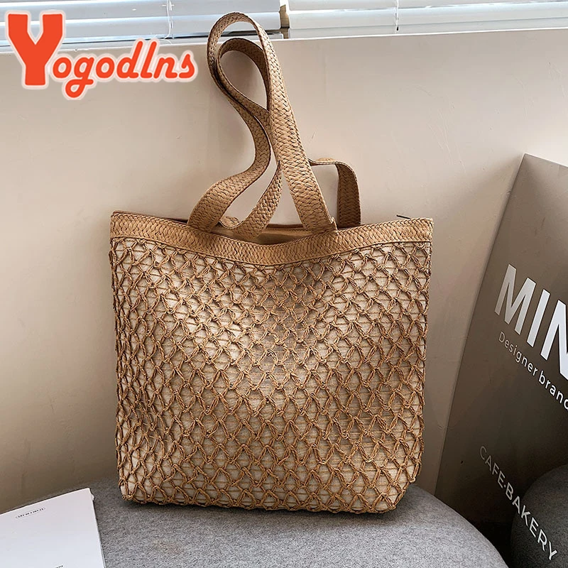 Luxury Design Straw Woven Tote Bags Summer Casual Large Capacity Handbags New Fashion Beach Women Shoulder Shopping