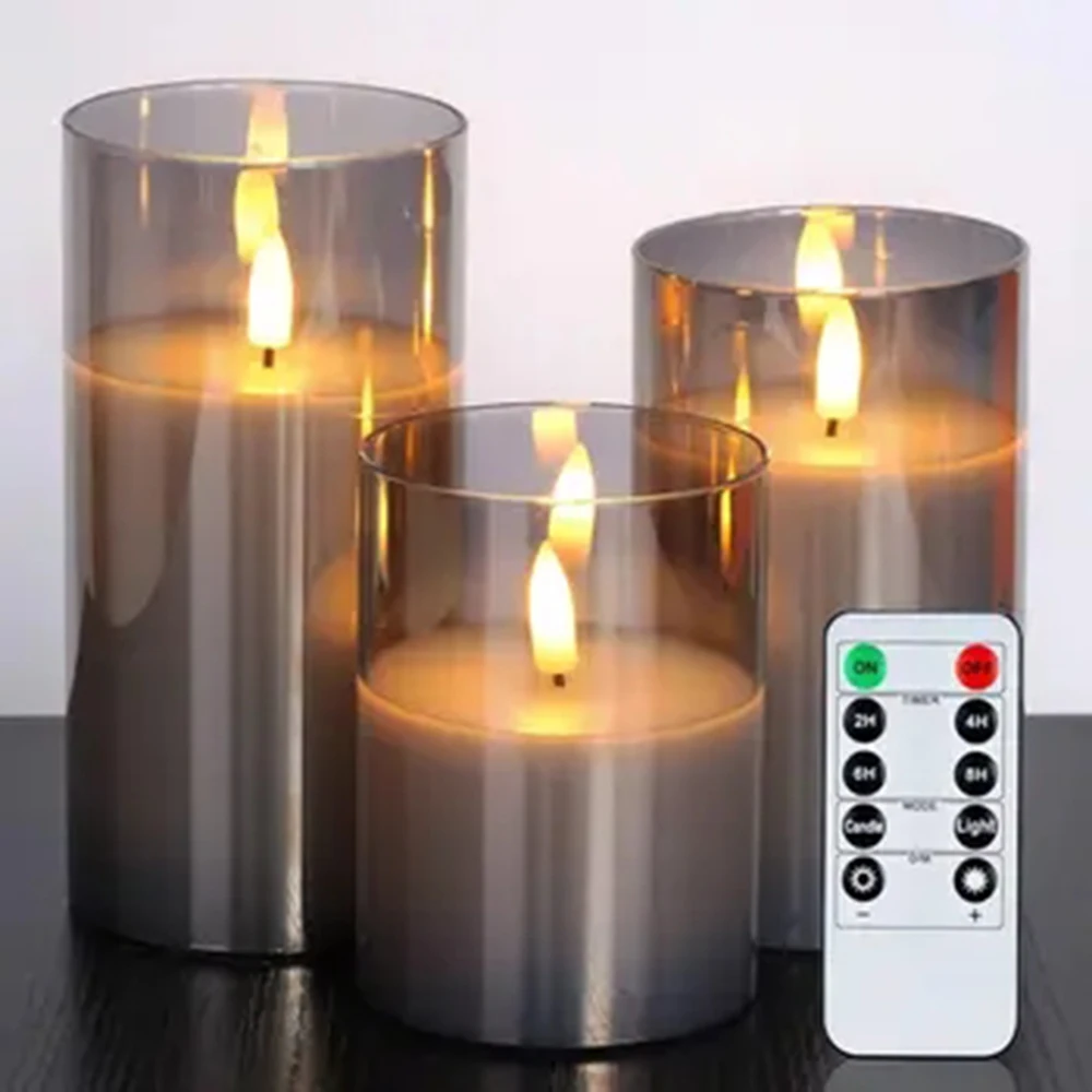 3 Candele LED Senza Fiamma Con Luci A Stringa E Telecomando - Timer 2/4/6/8H - Infrangibili Per Decorazioni Casa, Natale, Matrimoni - 3