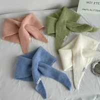 High-end Solid Color Triangular Shawl Women Korean Version Fashion Neck Protector Autumn Versatile Knitted Small Scarf 1