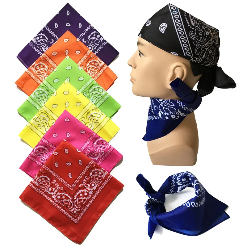 2021 Fashion Hip Hop Cotton  Bandana Square Scarf 54cm*54cm Black Red Paisley Headband Printed For Women/Men/Boys/Girls 2