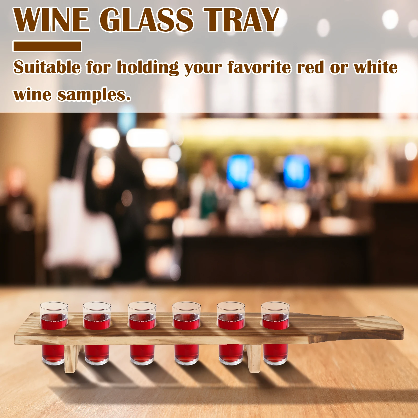 2Pcs Shot Glass Tray Wooden Shot Glass Holder with 6 Holes Wine Glasses Holder Shots Wine Cup Trays for 1.4inch Diameter Glasses