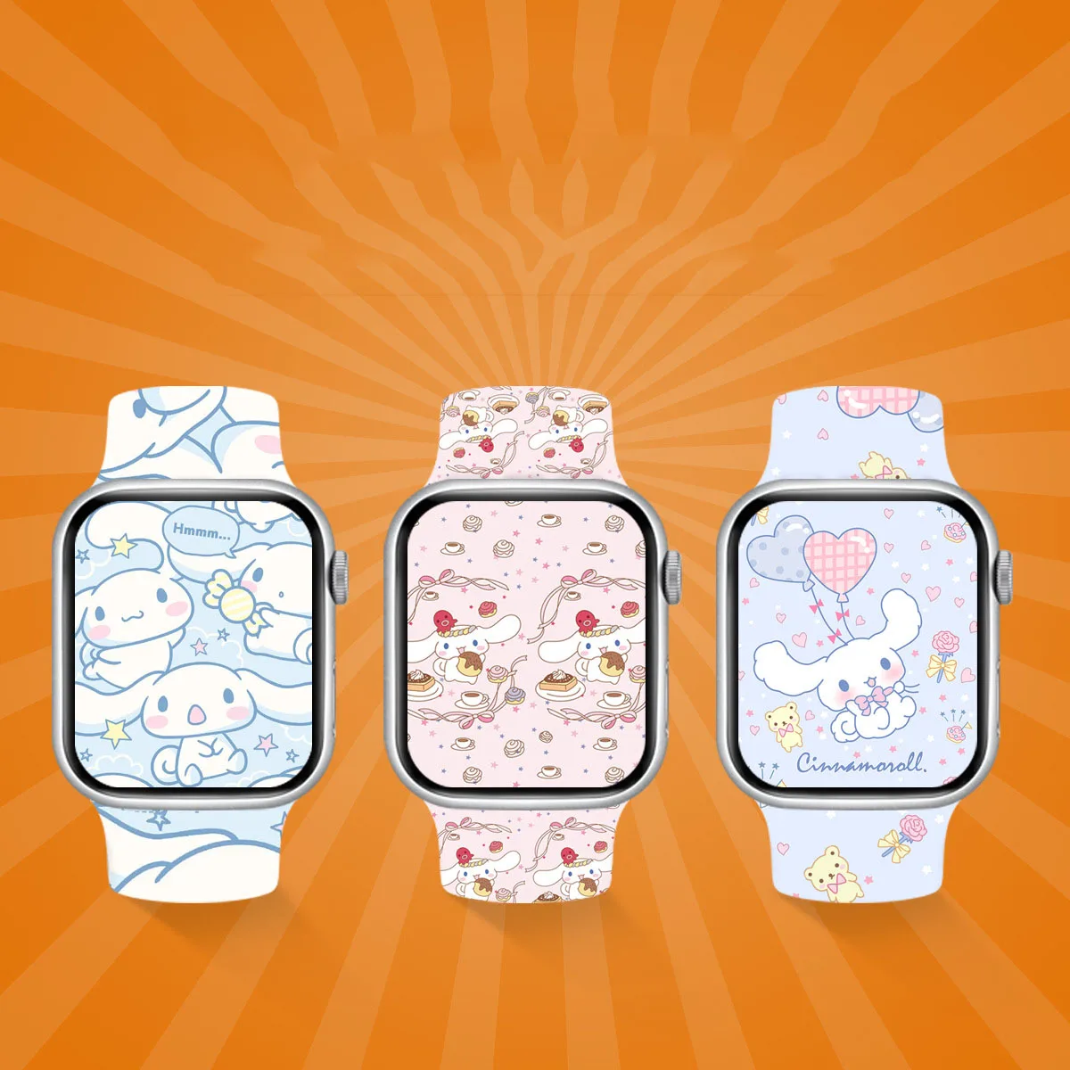 Sanrios Anime Cinnamoroll Series Silicone Strap for Apple Watch Band 38/40/41/42/44/45Mm Kawaii Iwatch Sport Bracelet Girl Gift