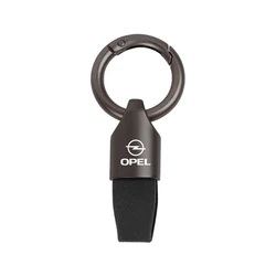Elegant Tumbled Leather Keychain with Alloy Keyring Pendant Accessory (Black)