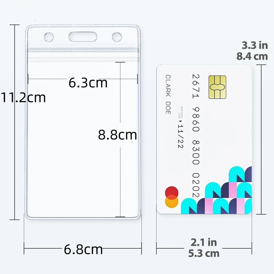 Clear Plastic Vertical Name Badge ID Card Holders 10 Pcs with Waterproof Resealable Zip Plastic Name Tag Holder card holder credit card holder id card holder id card case
