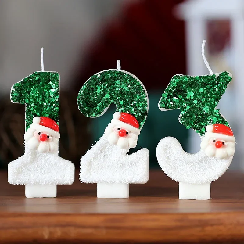 New Creative Green White Santa Claus Candle Red Hat Snowman Christmas Digital Candle