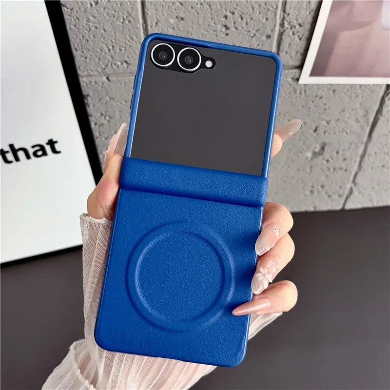 Fashion Magnetic PU Leather Candy Color Anti-Fingerprint Non-Slip Ultra-Thin Phone Case Cover