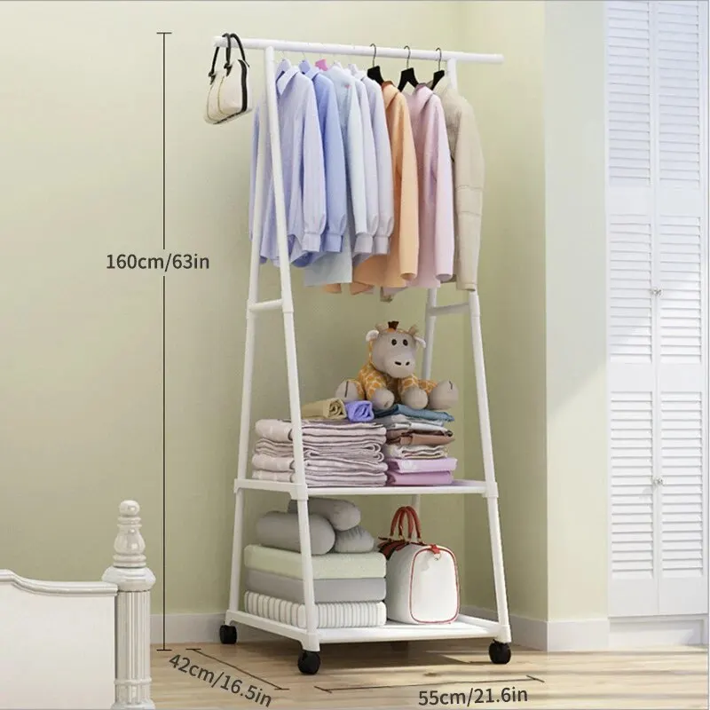 Clothes Hanger Simple Clothes Hanger Hat Rack Floor Mounted Clothes Rack Triangular Folding Bedroom Household Indoor Hanging Bag