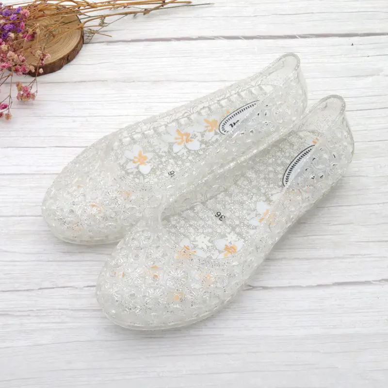 Floral Clear Jelly Sandals For Women Summer Beach Shoes Girls