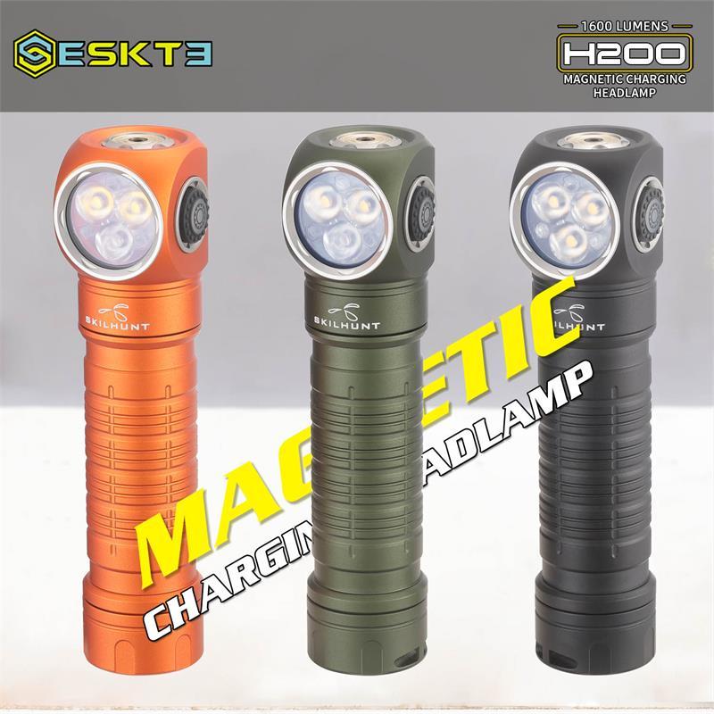 ESKTE SKILHUNT H200 3 LED lamp beads two-color channels (white/red) 18650 USB magnetic charging Outdoor LED headlight